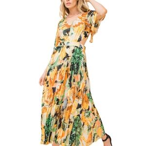 Flying Tomato Floral Orange and Green Maxi Dress New